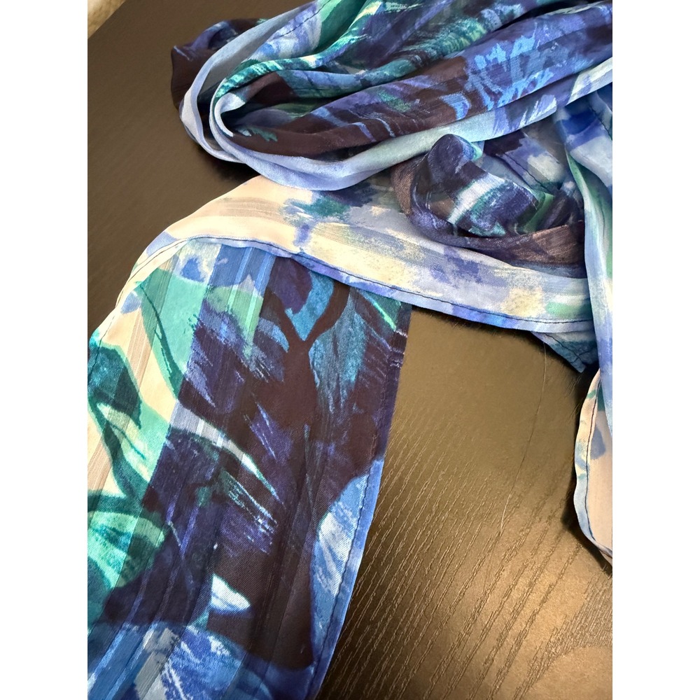 Luxe By Carmen Marc Valvo Blue Watercolor Fit & Flare Dress 20W - Picture 14 of 17